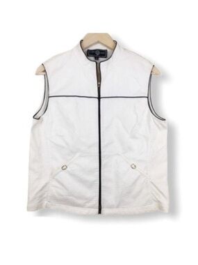 St. John Sport by Marie Gray White Vest with Black Piping Trim